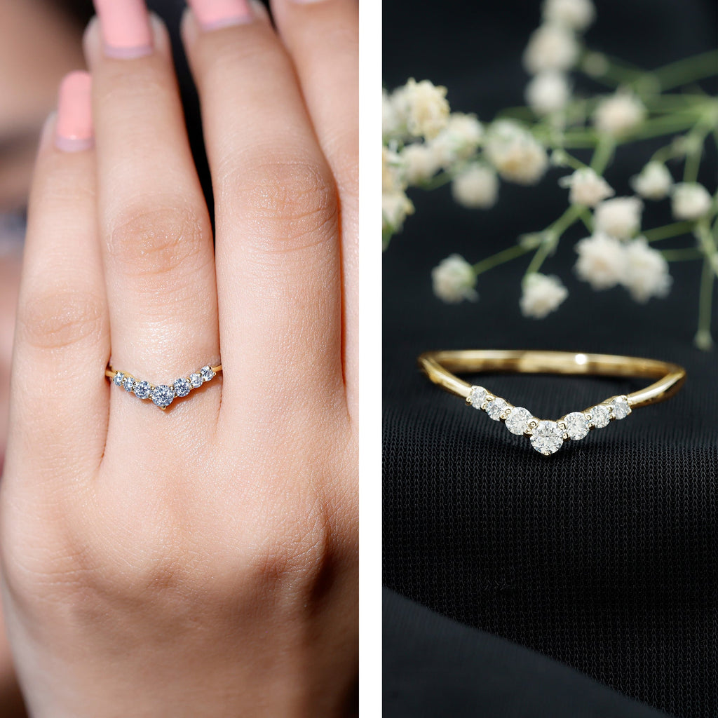 Lab-Grown Diamond Chevron Wedding Band Enhancer