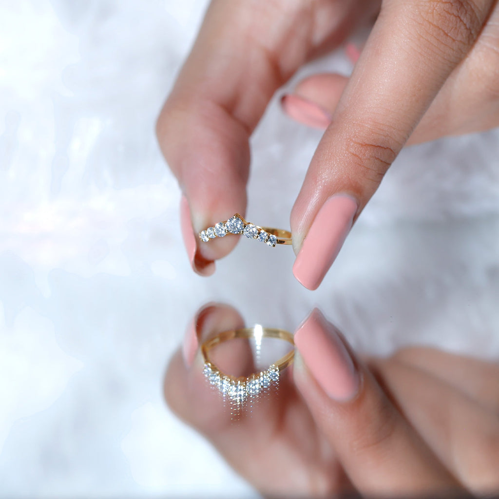 Lab-Grown Diamond Chevron Wedding Band Enhancer