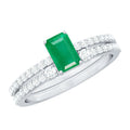 Emerald-Cut Emerald & Diamond Bridal Set with Cuff-Style Band