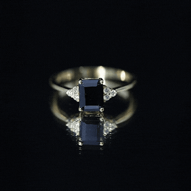 Emerald-Cut Lab-Grown Black Diamond Engagement Ring