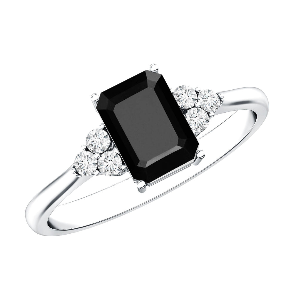 Emerald-Cut Lab-Grown Black Diamond Engagement Ring