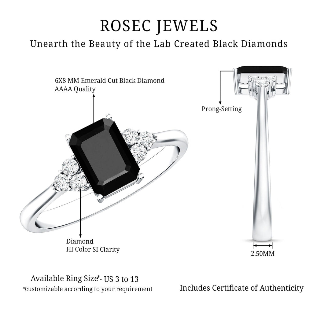 Emerald-Cut Lab-Grown Black Diamond Engagement Ring