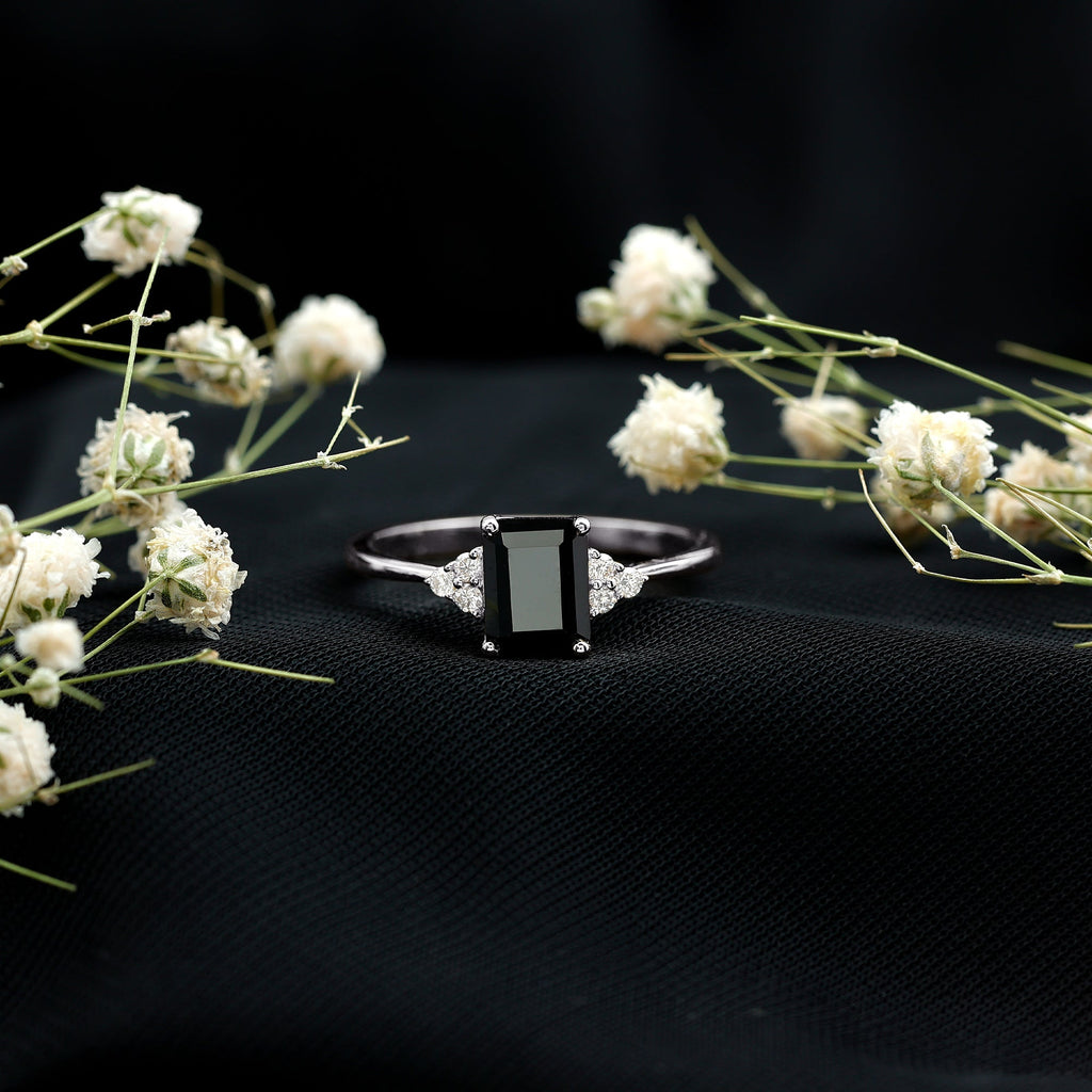 Emerald-Cut Lab-Grown Black Diamond Engagement Ring