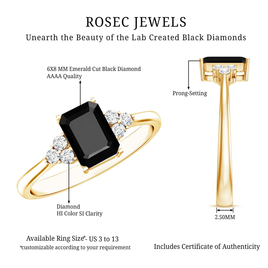 Emerald-Cut Lab-Grown Black Diamond Engagement Ring