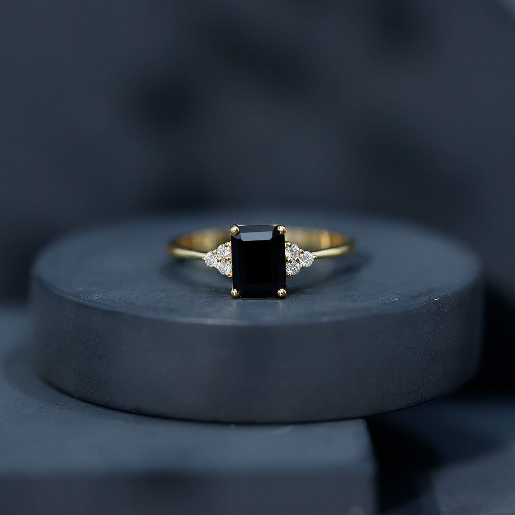 Emerald-Cut Lab-Grown Black Diamond Engagement Ring