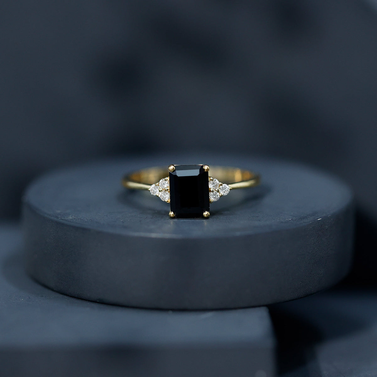 Emerald-Cut Lab-Grown Black Diamond Engagement Ring
