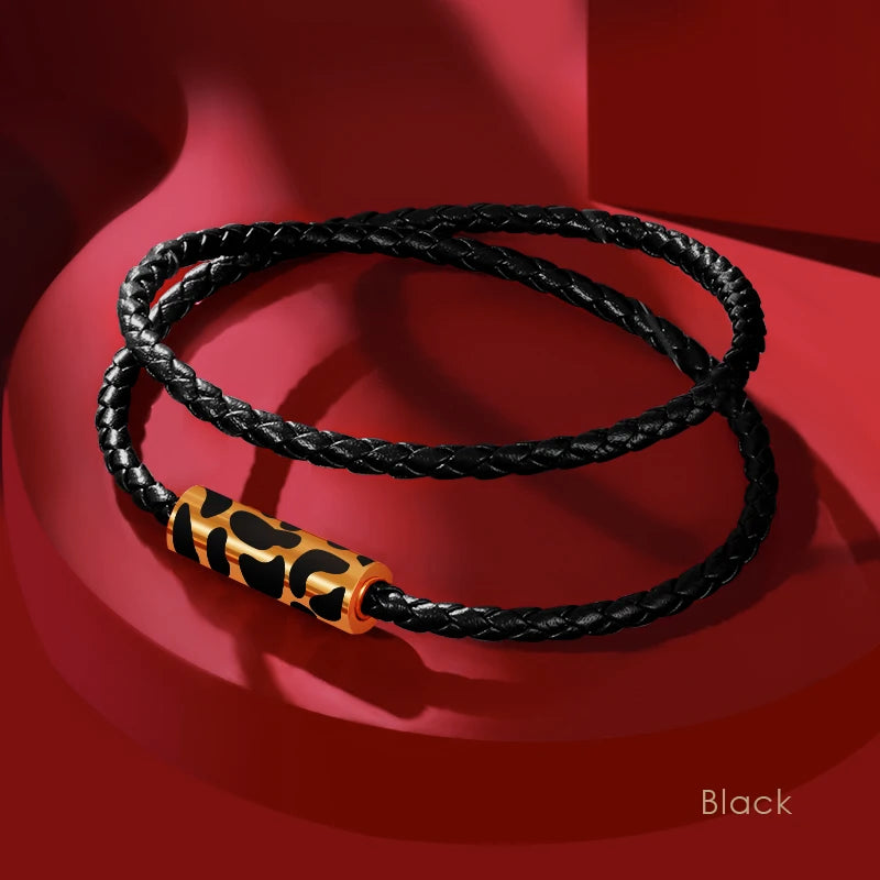 Classics Leopard Bracelets Double Layer Bracelets for Women Stainless Steel Leather Bracelet Female Fashion Jewelry Couple Gift