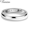 Trumium 100% Real 999 Pure Silver Jewelry Simple Adjustable Rings For Women Men Ring Fashion Bright Couple Ring Lover Gifts