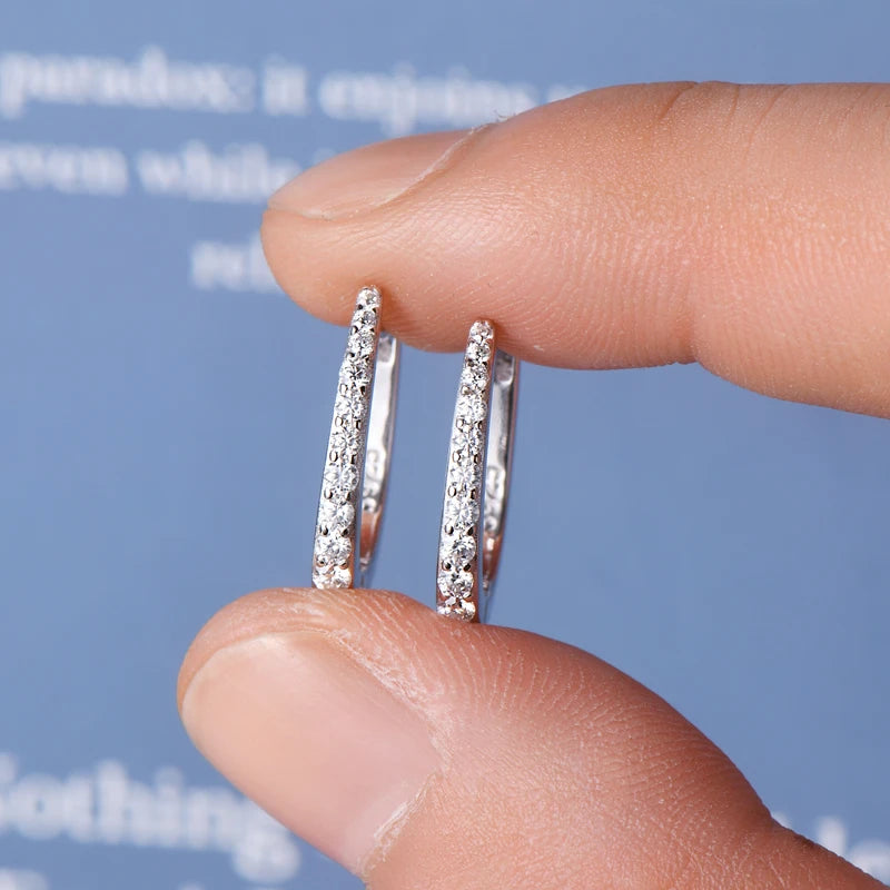 IOGOU S925 All D Moissanite Clip Earrings U Shaped Hoop Huggie 925 Silver for Woman Certified Fine Jewelry Wedding Birthday Gift