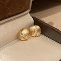 Fashion and luxurious brushed round earrings for women new  in simple diamond studded wave small beans earings stud jewelry