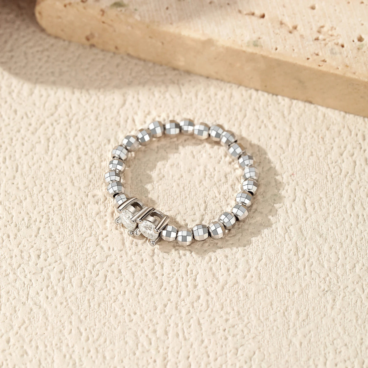 MODIAN 0.2CT Moissanite Beaded Lab Diamond Rings 925 Sterling Sliver Delicate Stackable Finger Rings For Women Fine Jewelry