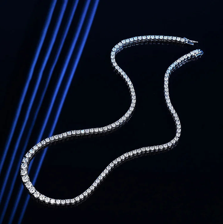 EWYA 100% Real Moissanite Diamond Necklace for Women 18k White Gold Plated 925 Sterling Silver Chains Necklaces Fine Jewelry