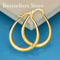 18K Gold-Plated 30mm Exquisite Textured Round Earrings – Stylish Wedding Jewelry & Gift for Women