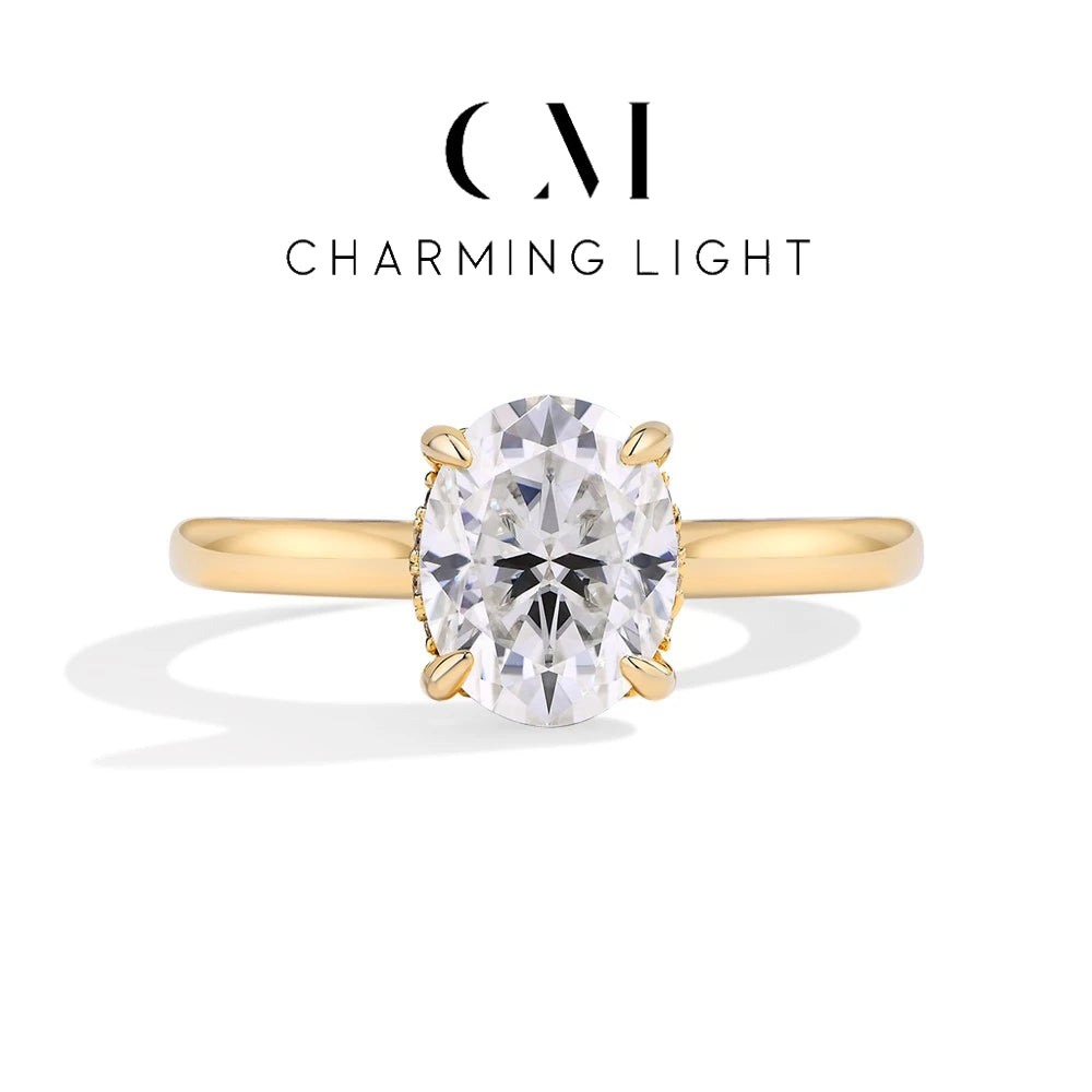 CHARMING Luxury 2.0CT Moissanite Rings Lab Diamond 10*7mm Engagement Wedding Rings 925 Sterling Silver Women Finger Band Jewely