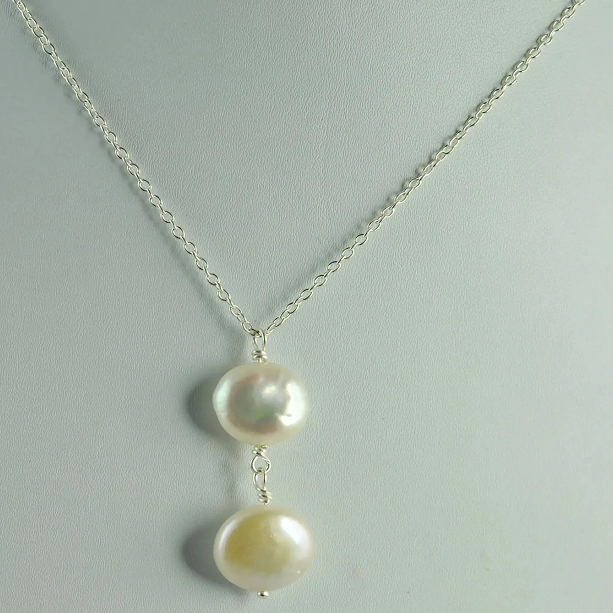 Freshwater Pearl Necklace 925 Sterling Silver Jewelry bezel setting Handmade Necklace gift for her