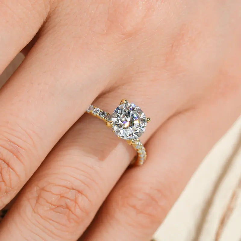 IOGOU 2CT Moissanite Engagement Wedding Ring for Women 925 Sterling Silver Rings Promise Finger Jewelry Sparking Lab Diamond 8mm