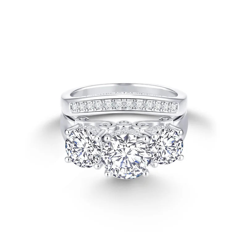 Platinum Pt950 Moissanite Ring For Women, 4ct Design, Cluster Setting, Crown-Shaped Diamond Stackable Fine Jewelry Gift