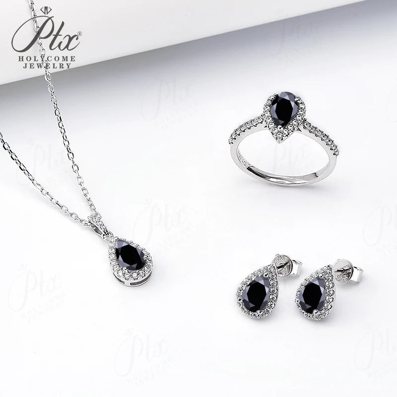 Jewelry Set Moissanite Jewelry Set Pear-shaped It Includes Ring Necklace & Earrings Suitable for Weddings and Ideal As A Gift
