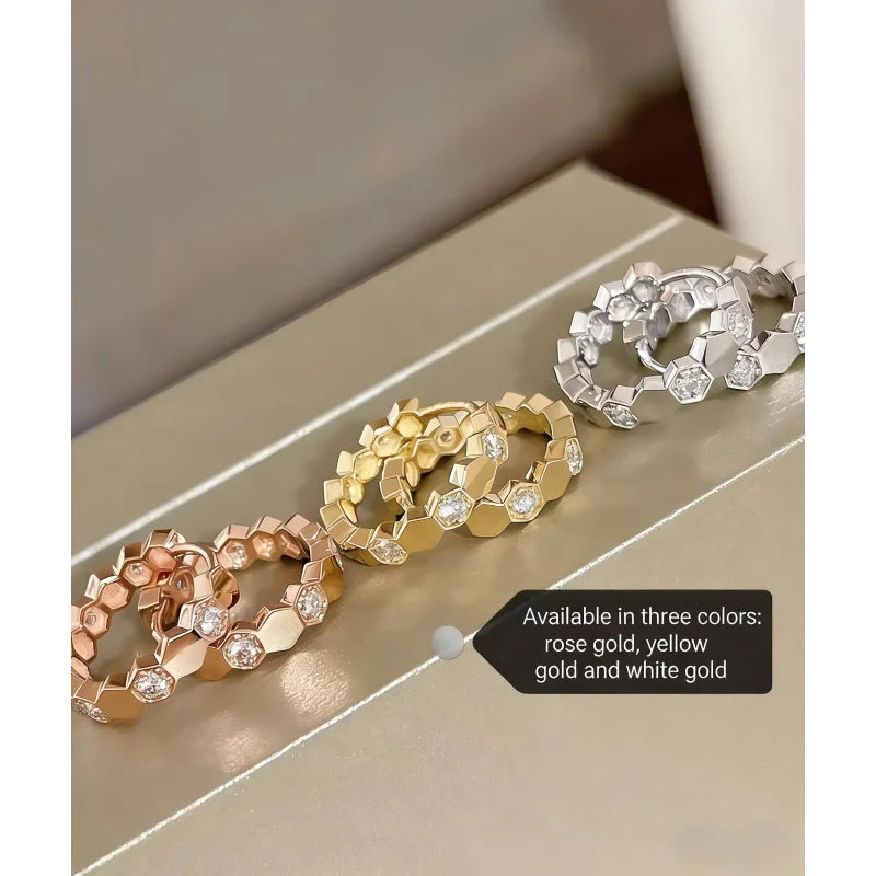 925 Sterling Silver Simple Luxury 18K Gold Plated Earrings Rose Gold White Gold Fashionable Ear Piercing Accessory for Women