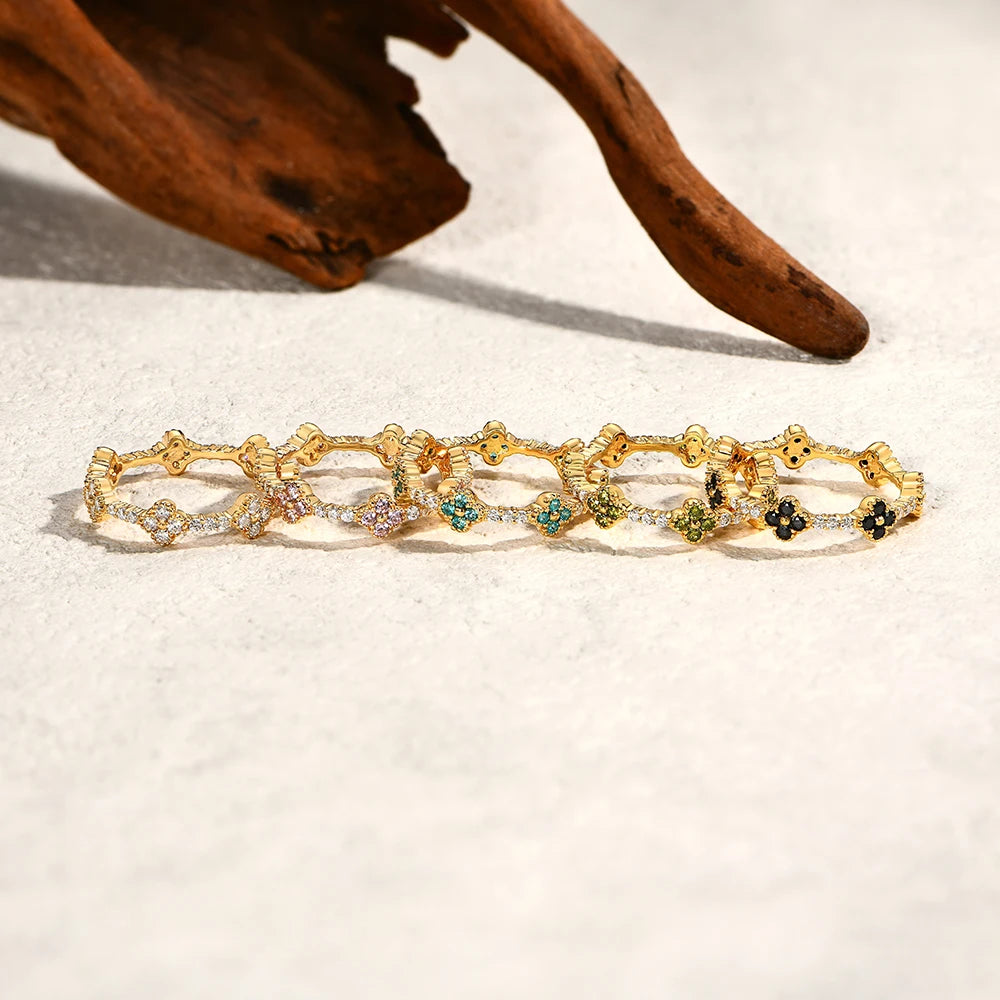 CHARMING Elegant DVVS1 Moissanite Rings 925 Sterling Silver 18K Gold Plated For Women Eternity Rings Wedding Fine Jewelry Gifts