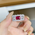 Luxury Solid Platinum PT950 Women's Emerald Diamond Ring Cut Full Diamond Moissanite Ring