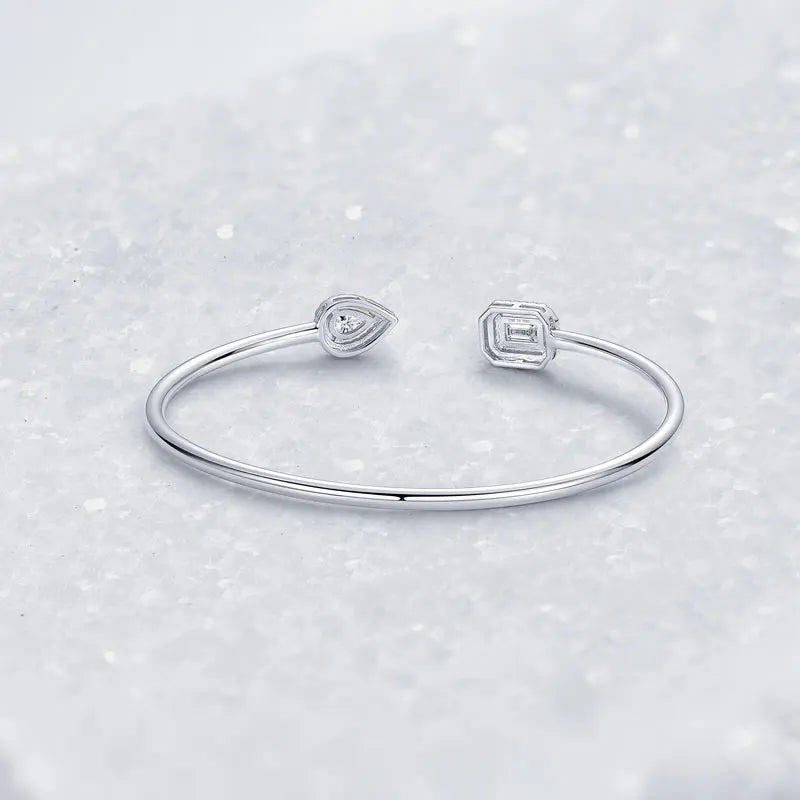 OXTAO D VVS1 Moissanite Cuff Bangle Bracelet for Women Original 925 Sterling Silver Hand Bracelet Simple Fine Jewelry Gifts