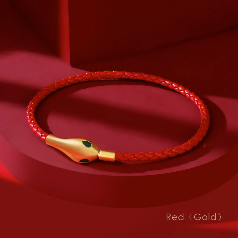 Classic Design Luxury Snakehead Bangles for Women Fashion Jewelry Genuine Braided Leather Bracelets Party Gifts Wholesale