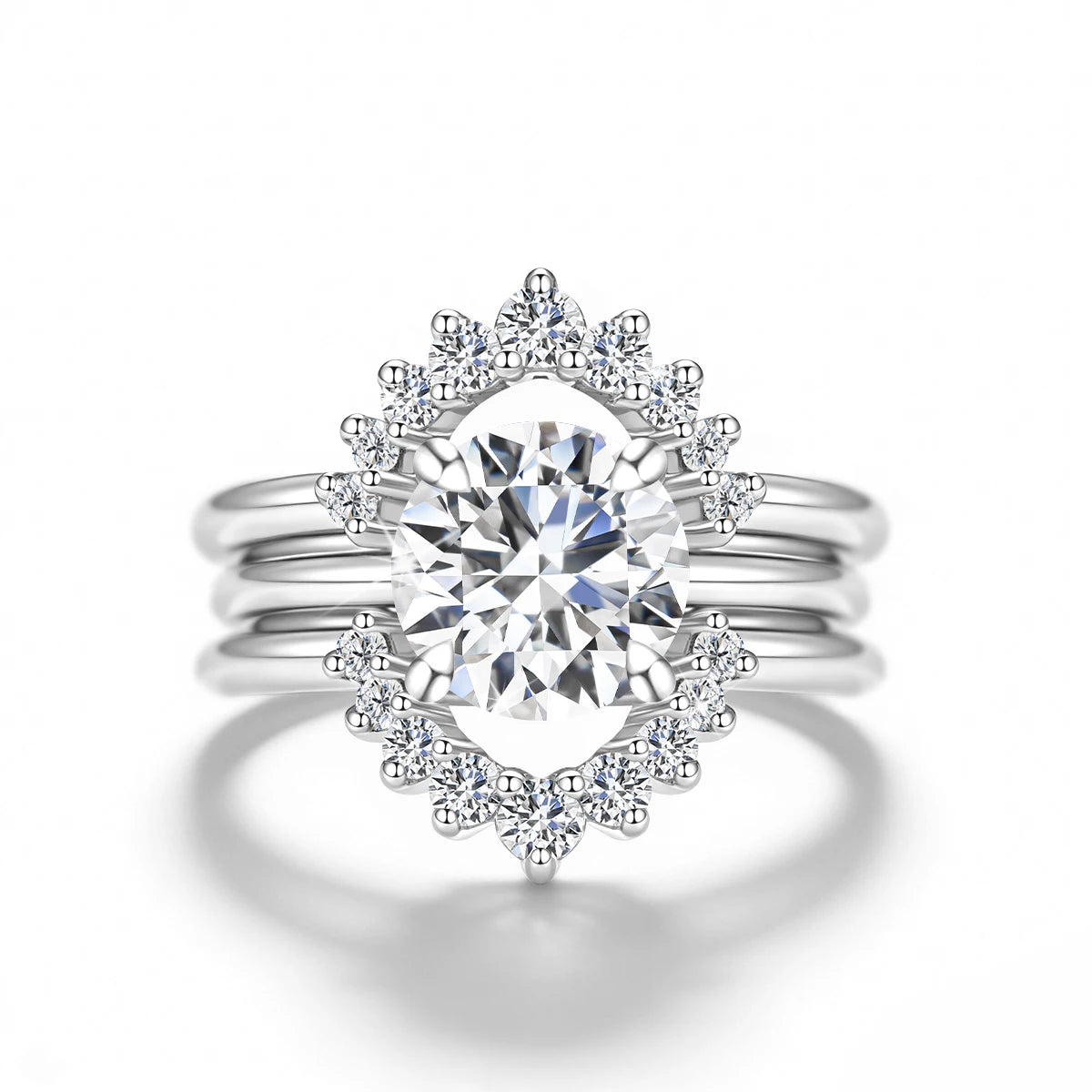 3pcs Set Stackable Rings for Women 14K Gold Filled 2 Carat Moissanite Engagement Ring Bride Wedding Jewelry Waterproof