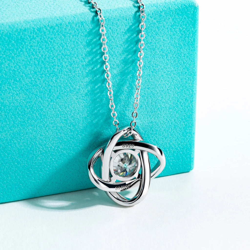 AnuJewel 3ct D Color Moissanite Diamond Love Knot Pendant Necklace 925 Sterling Silver Valentine's Day Gifts Jewelry Wholesale