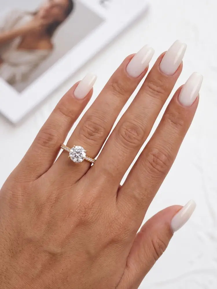 DWJ 2 Carat Gorgeous Round Moissanite Diamond Rings For Women Real 925 Sterling Silver Engagement Wedding Luxury Fine Jewelry