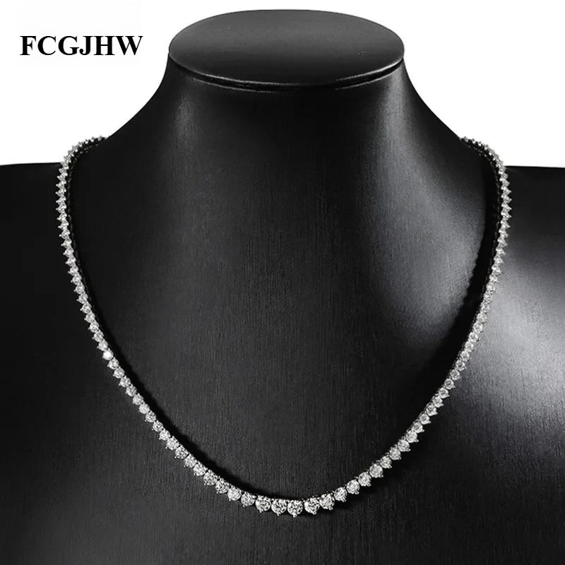 FCGJHW Full Diamond Gradient Zircon or Moissanite Tennis Necklace for Women Man Party Jewelry 925 Sterling Silver Chain 2026