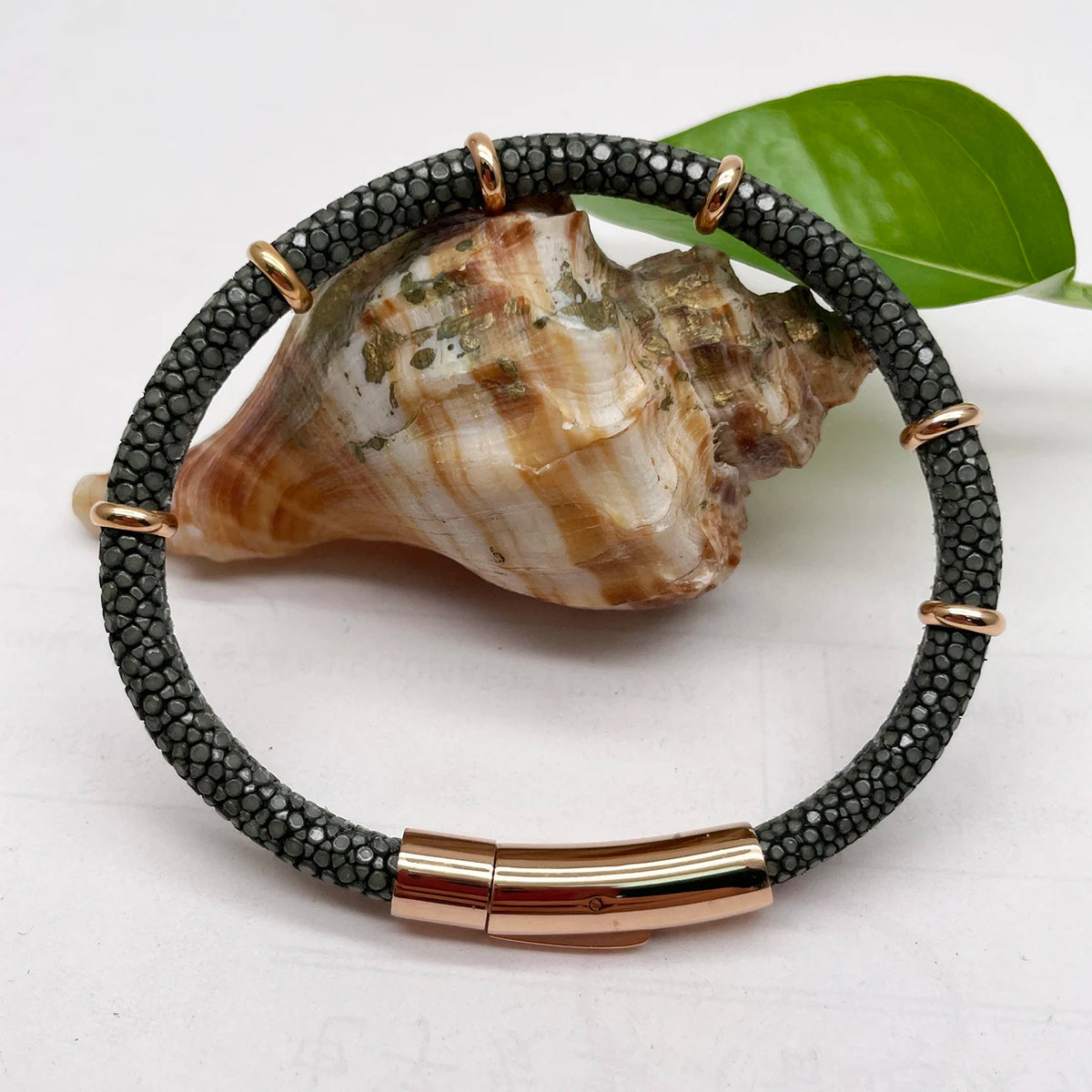 Genuine Stingray Leather Ring Beads Bracelet Double Bone Stinghd Style Gift for Birthday Gift Man Women Couple Bracelets Jewelry