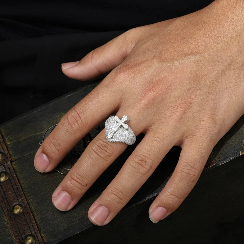 TUHE Unisex Hip Hop Cross Rings For Men 925 Moissanite Jewelry Luxury Fashion 925 Rings For Men Hip Hop Jewelry Party Gift
