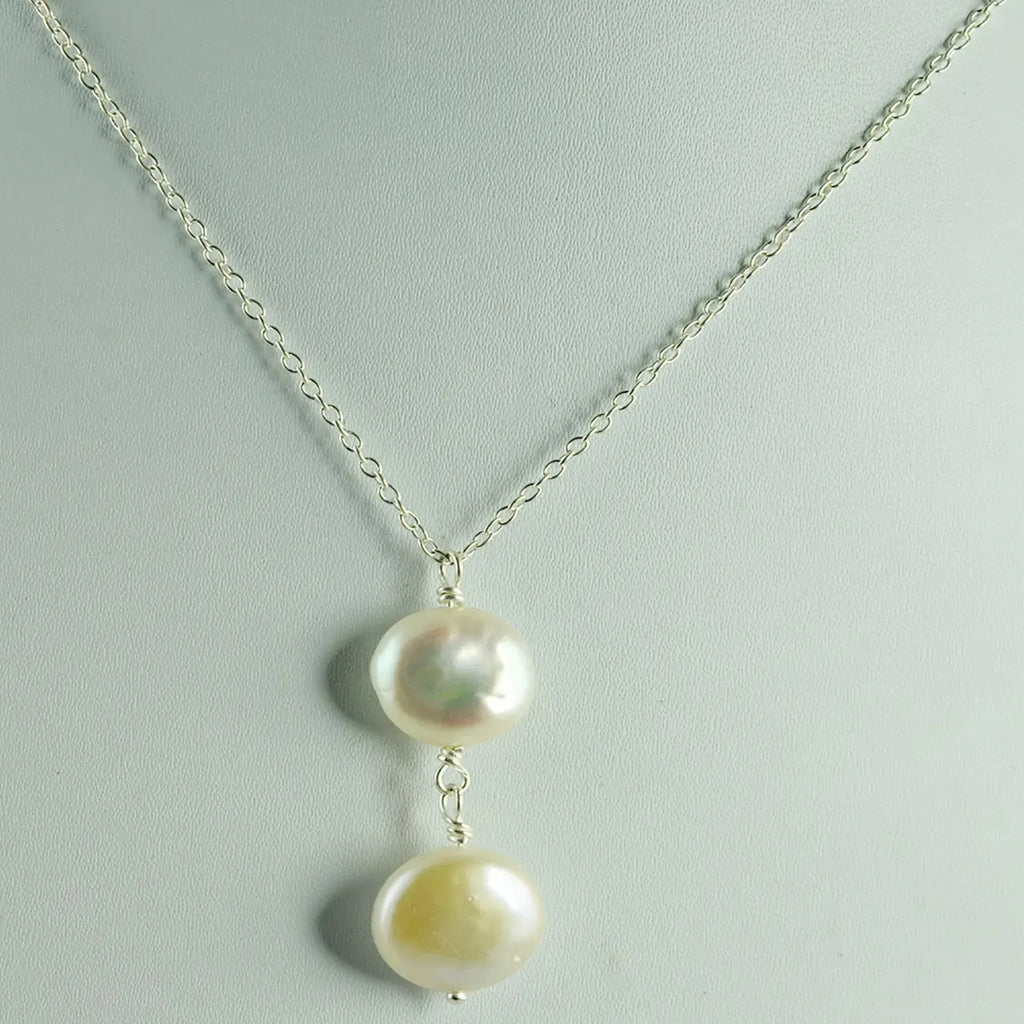 Freshwater Pearl Necklace 925 Sterling Silver Jewelry bezel setting Handmade Necklace gift for her