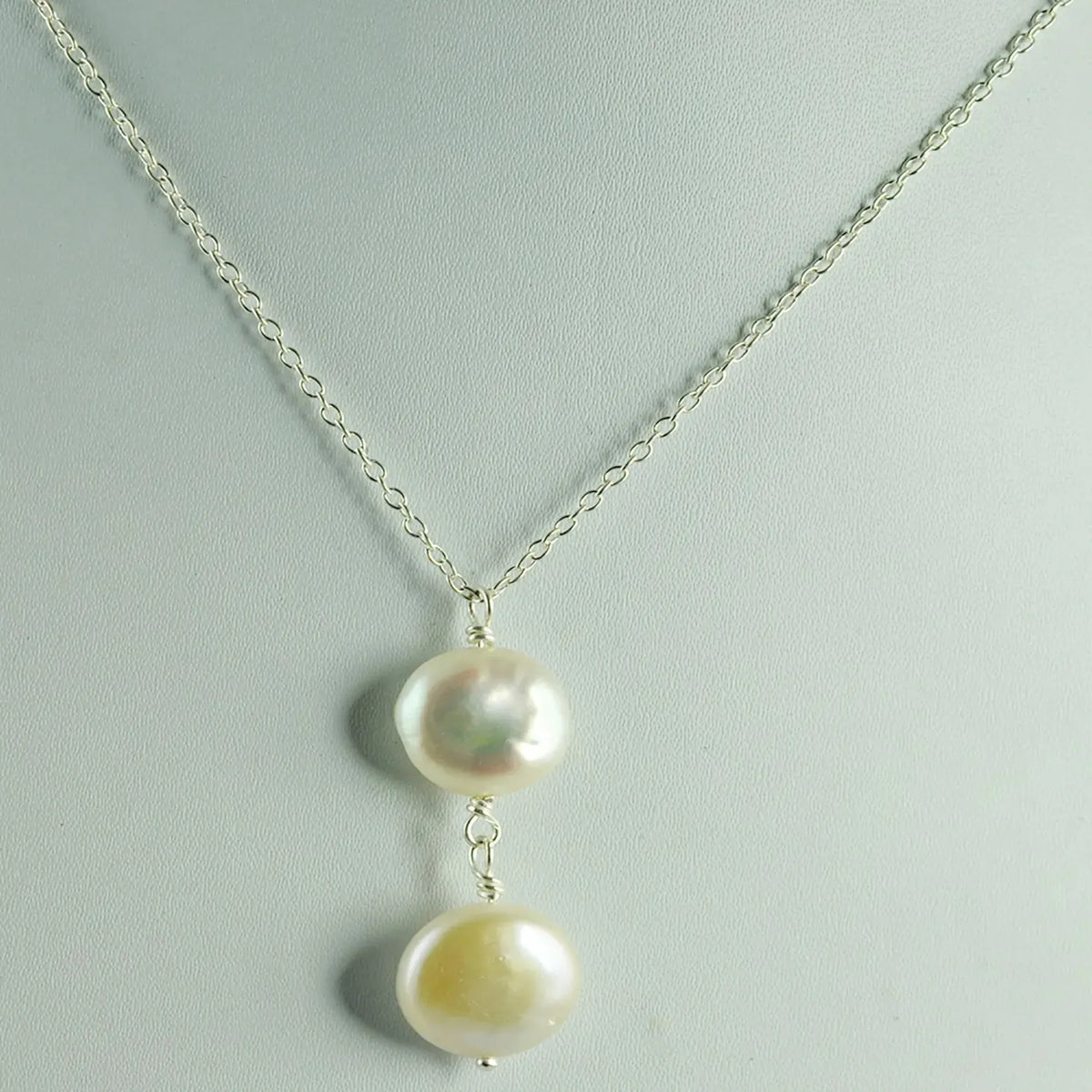 Freshwater Pearl Necklace 925 Sterling Silver Jewelry bezel setting Handmade Necklace gift for her