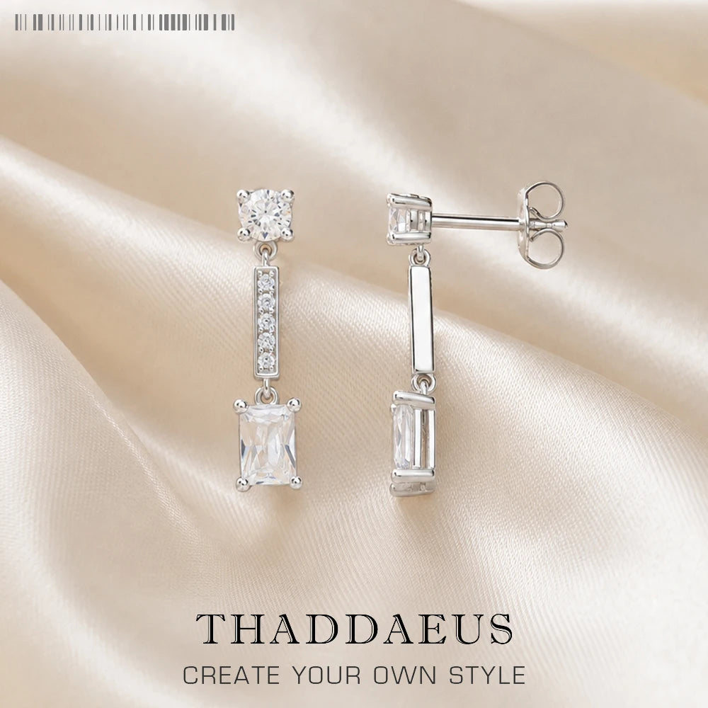 Ear Studs Angular Stones,Europe Graphic Modern Design Jewerly For Women Summer New Classic Gift In 925 Sterling Silver