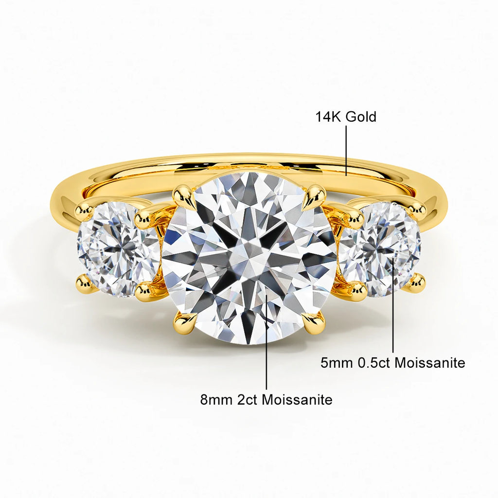 100% Real 14K Gold Engagement Rings 3ctw Moissanite Diamond Wedding Band Woman Valentine's Day Gift Hollow Gold Ring Jewelry