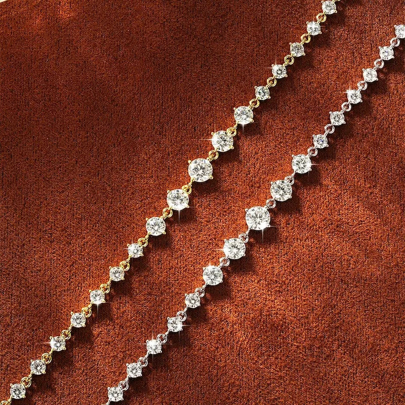 Rrjzz 5mm&4.5mm&4mm D-Color Moissanite Climber Bracelet for Women CZ Lab Imitation Diamond 18CM Charm Bracelets Jewelry Gifts