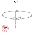 APIR 925 Sterling Silver Moissanite Foot Bracelet for Women Infinity Symbol Heart Butterfly Anklets Jewelry Valentine's Gift