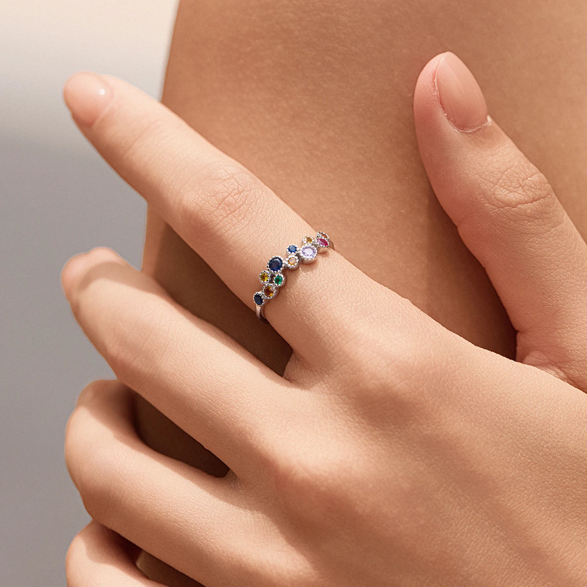MODIAN 925 Sterling Silver Multi-Color Zirconia Ring Dazzling Sparkling Finger Rings  For Women Luxury Fine Jewelry Party Gift