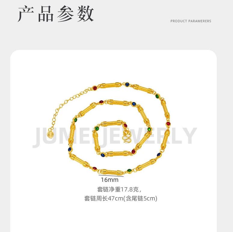 9999 24K  real  gold store same gold women's necklace candy bamboo series collarbone chain sexy generous beautiful jewelry