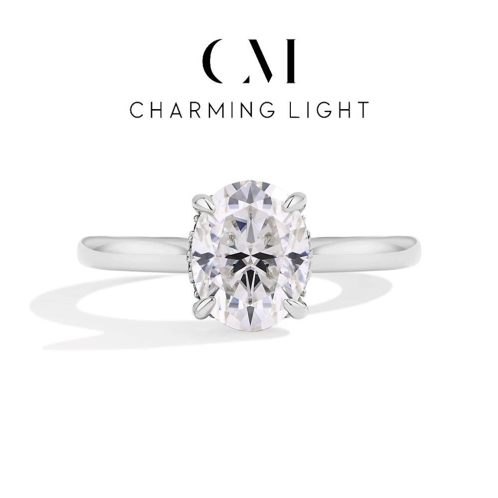 CHARMING Luxury 2.0CT Moissanite Rings Lab Diamond 10*7mm Engagement Wedding Rings 925 Sterling Silver Women Finger Band Jewely