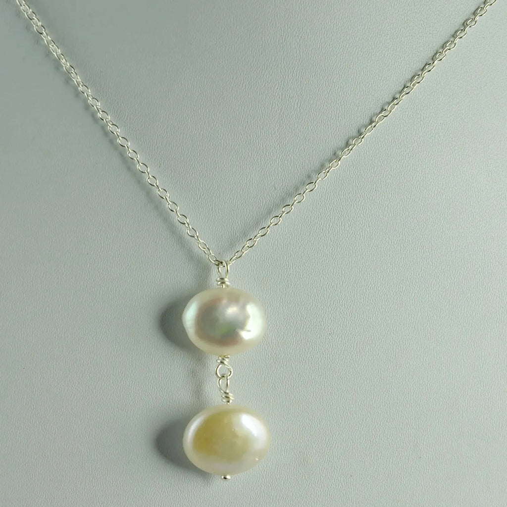Freshwater Pearl Necklace 925 Sterling Silver Jewelry bezel setting Handmade Necklace gift for her