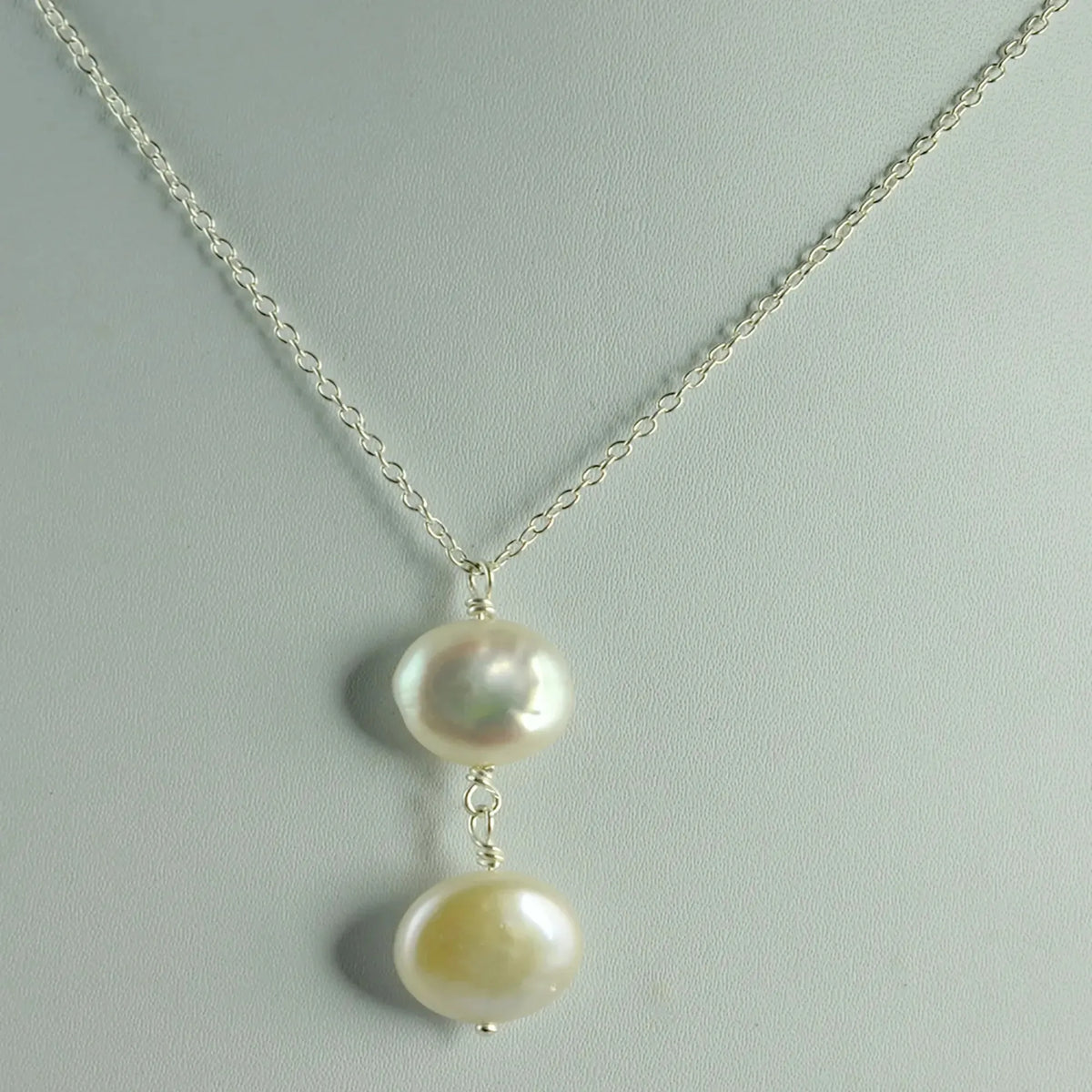 Freshwater Pearl Necklace 925 Sterling Silver Jewelry bezel setting Handmade Necklace gift for her