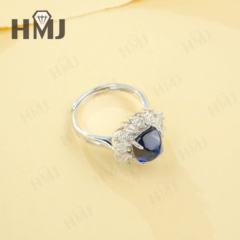 Finger Ring with 4CT Sugar Tower Lab Grown Sapphire Padparadscha 925 Silver for Women Man Engagement Banquet Accasion Christmas