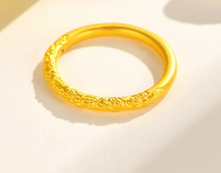 24k pure gold finger rings 3d hard gold jewelry 999 real gold wedding rings for women