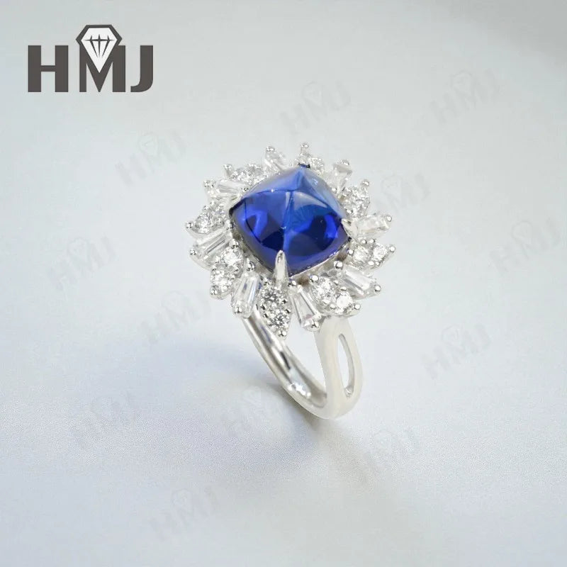 Finger Ring with 4CT Sugar Tower Lab Grown Sapphire Padparadscha 925 Silver for Women Man Engagement Banquet Accasion Christmas
