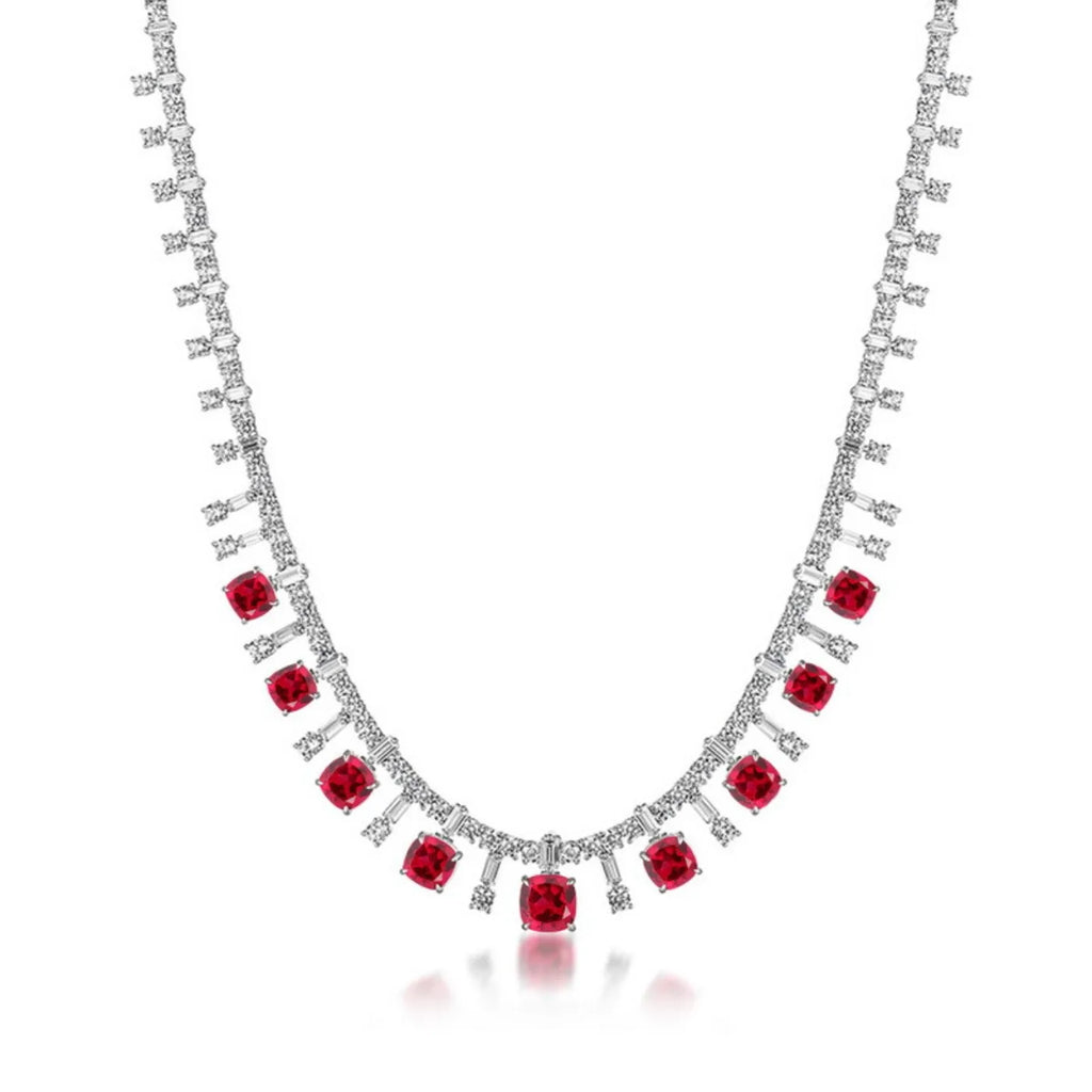 MUSHAN Luxury Jewelry 925 Sterling Silver Chain Pendant Necklace Lab Grown Emerald Ruby Gemstones Necklaces Pendants GRC Jewelry
