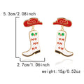 Christmas Red Bow Dangle Earrings Stud For Women Cute Rhinestone Shoes New Year Party Jewelry Xmas Gifts