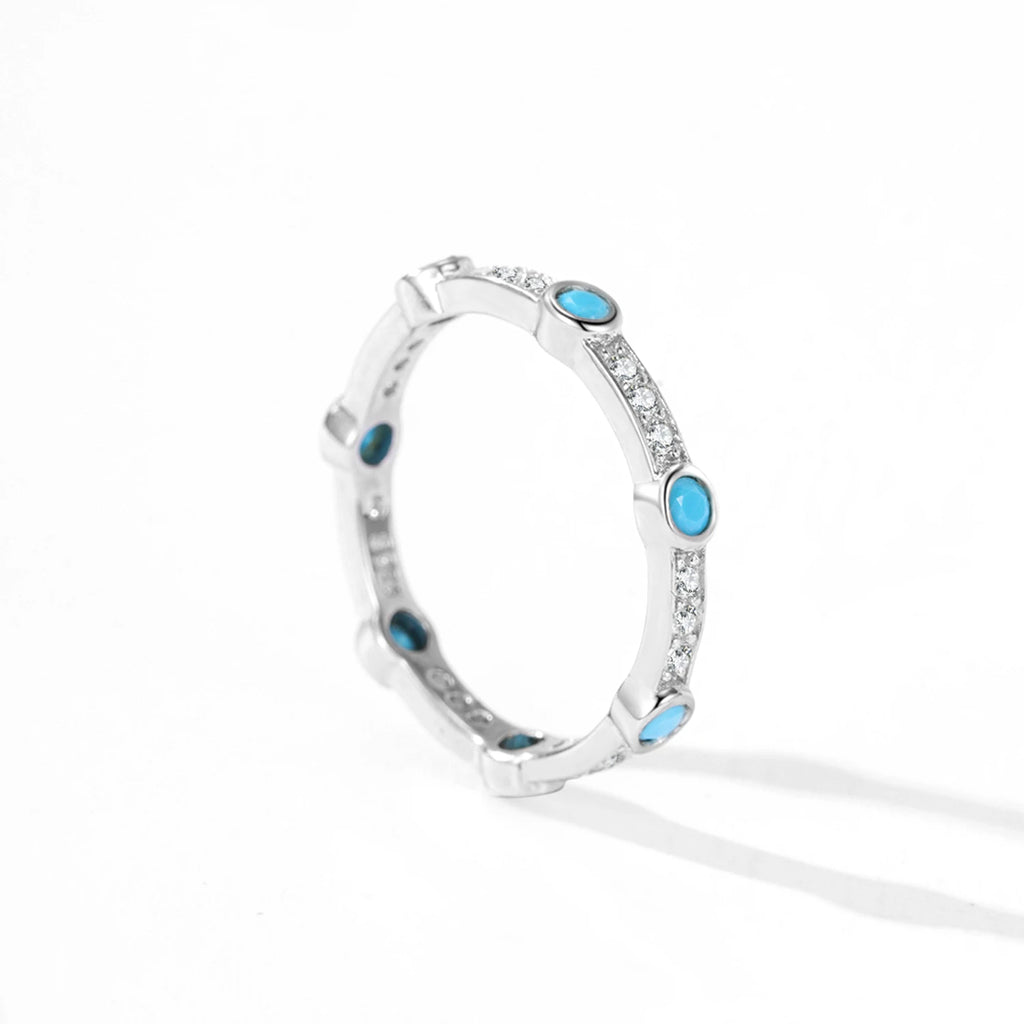 Ailmay Elegant 925 Sterling Silver Full Turquoise Zircon Rings for Women Fine Jewelry Fashion Wedding Gift